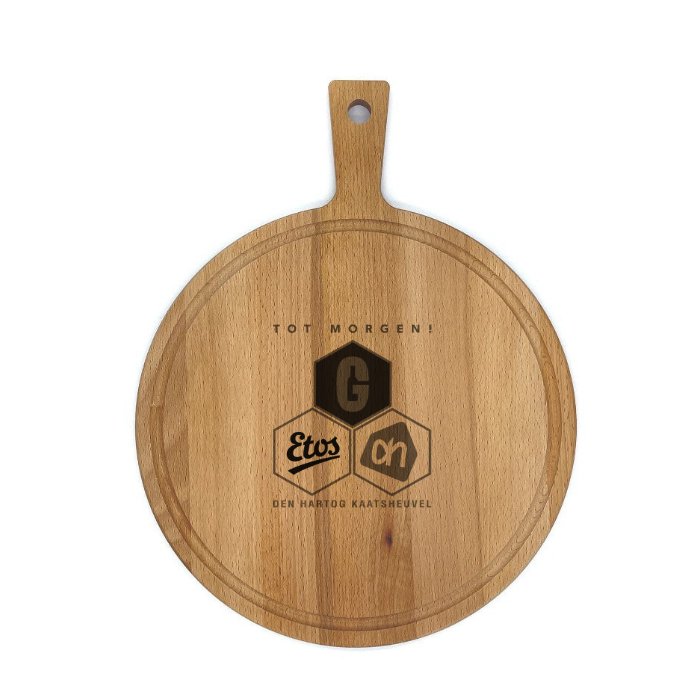 <tc>Cutting board</tc> round with handle and <tc>juice trench</tc> beech 29 cm ⌀